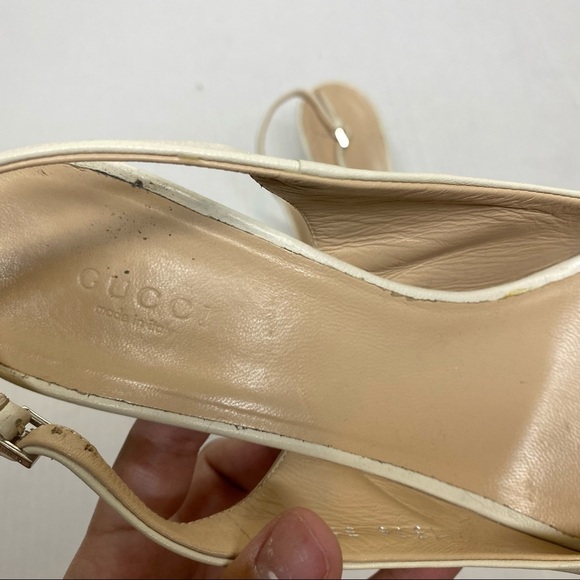 Gucci White Peep Toe Sling Back Heels sz 39.5 - Picture 7 of 13